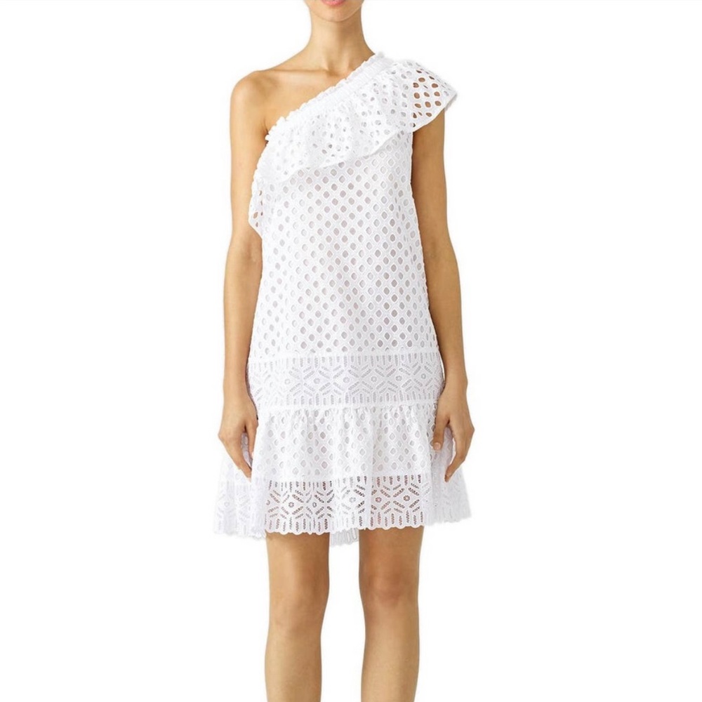 Tory Burch White One Shoulder Lace Dress